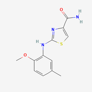 molecular formula C12H13N3O2S B2359608 2-((2-Metoxi-5-metilfenil)amino)tiazol-4-carboxamida CAS No. 1171512-36-9