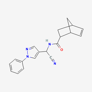 molecular formula C19H18N4O B2359611 N-[cyano(1-phenyl-1H-pyrazol-4-yl)methyl]bicyclo[2.2.1]hept-5-ene-2-carboxamide CAS No. 1797795-40-4