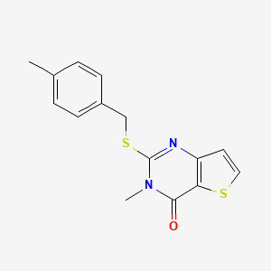 molecular formula C15H14N2OS2 B2359621 3-甲基-2-[(4-甲基苄基)硫烷基]噻吩并[3,2-d]嘧啶-4(3H)-酮 CAS No. 931663-78-4