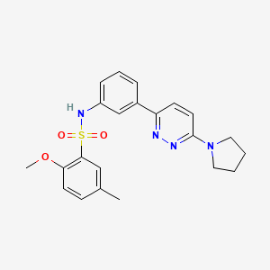 molecular formula C22H24N4O3S B2359628 2-methoxy-5-methyl-N-[3-(6-pyrrolidin-1-ylpyridazin-3-yl)phenyl]benzenesulfonamide CAS No. 904825-23-6