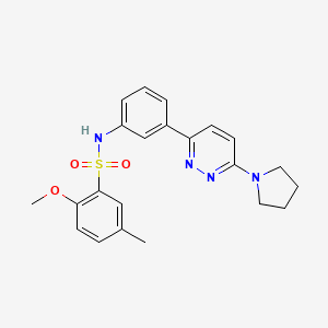 molecular formula C22H24N4O3S B2359628 2-méthoxy-5-méthyl-N-(3-(6-(pyrrolidin-1-yl)pyridazin-3-yl)phényl)benzènesulfonamide CAS No. 904825-23-6