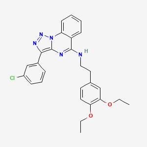 molecular formula C27H26ClN5O2 B2359629 3-(3-chlorophenyl)-N-[2-(3,4-diethoxyphenyl)ethyl]triazolo[1,5-a]quinazolin-5-amine CAS No. 866812-39-7