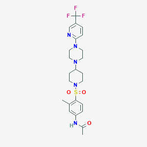 molecular formula C24H30F3N5O3S B2359633 N-{3-metil-4-[(4-{4-[5-(trifluorometil)piridin-2-il]piperazin-1-il}piperidin-1-il)sulfonil]fenil}acetamida CAS No. 2097934-66-0