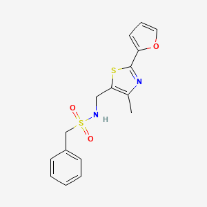 molecular formula C16H16N2O3S2 B2359635 N-((2-(furan-2-yl)-4-méthylthiazol-5-yl)méthyl)-1-phénylméthanesulfonamide CAS No. 1421480-55-8