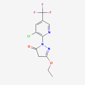 molecular formula C11H9ClF3N3O2 B2359644 2-[3-chloro-5-(trifluoromethyl)-2-pyridinyl]-5-ethoxy-2,4-dihydro-3H-pyrazol-3-one CAS No. 338420-89-6