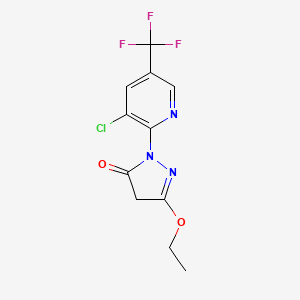 molecular formula C11H9ClF3N3O2 B2359644 2-[3-Chlor-5-(Trifluormethyl)-2-pyridinyl]-5-ethoxy-2,4-dihydro-3H-pyrazol-3-on CAS No. 338420-89-6