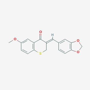 molecular formula C18H23NO4 B235965 (Z)-2,3-Dihydro-3-(1,3-benzodioxol-5-ylmethylene)-6-methoxy-4H-1-benzothiopyran-4-one CAS No. 130689-05-3