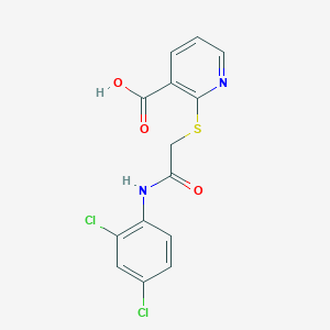 molecular formula C14H10Cl2N2O3S B2359650 2-((2-((2,4-Dichlorophenyl)amino)-2-oxoethyl)thio)nicotinic acid CAS No. 511279-68-8