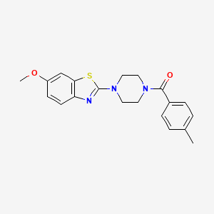 molecular formula C20H21N3O2S B2359651 (4-(6-Methoxybenzo[d]thiazol-2-yl)piperazin-1-yl)(p-tolyl)methanone CAS No. 897468-23-4