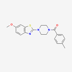 molecular formula C20H21N3O2S B2359651 (4-(6-メトキシベンゾ[d]チアゾール-2-イル)ピペラジン-1-イル)(p-トリル)メタノン CAS No. 897468-23-4