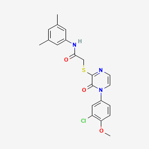 2-((4-(3-chloro-4-methoxyphenyl)-3-oxo-3,4-dihydropyrazin-2-yl)thio)-N-(3,5-dimethylphenyl)acetamide