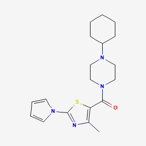 molecular formula C19H26N4OS B2359667 (4-cyclohexylpiperazin-1-yl)(4-methyl-2-(1H-pyrrol-1-yl)thiazol-5-yl)methanone CAS No. 1251602-56-8