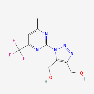 molecular formula C10H10F3N5O2 B2359669 {5-(羟甲基)-1-[4-甲基-6-(三氟甲基)-2-嘧啶基]-1H-1,2,3-三唑-4-基}甲醇 CAS No. 866133-94-0