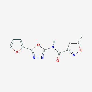 molecular formula C11H8N4O4 B2359676 N-(5-(furan-2-yl)-1,3,4-oxadiazol-2-yl)-5-methylisoxazole-3-carboxamide CAS No. 941909-49-5