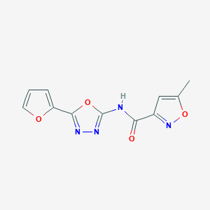 molecular formula C11H8N4O4 B2359676 N-(5-(フラン-2-イル)-1,3,4-オキサジアゾール-2-イル)-5-メチルイソキサゾール-3-カルボキサミド CAS No. 941909-49-5