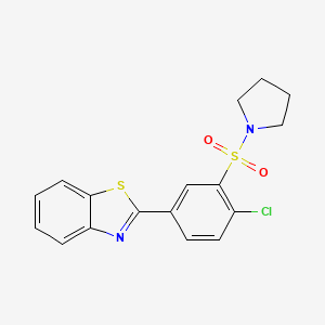 molecular formula C17H15ClN2O2S2 B2359683 2-(4-Chloro-3-(pyrrolidin-1-ylsulfonyl)phenyl)benzo[d]thiazole CAS No. 838870-82-9