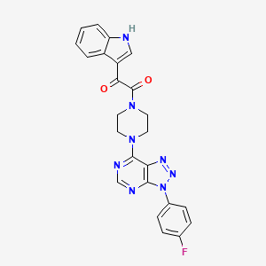 molecular formula C24H19FN8O2 B2359702 1-(4-(3-(4-fluorophenyl)-3H-[1,2,3]triazolo[4,5-d]pyrimidin-7-yl)piperazin-1-yl)-2-(1H-indol-3-yl)ethane-1,2-dione CAS No. 923512-90-7