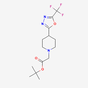 molecular formula C14H20F3N3O3 B2359719 叔丁基 2-(4-(5-(三氟甲基)-1,3,4-恶二唑-2-基)哌啶-1-基)乙酸酯 CAS No. 1396808-13-1