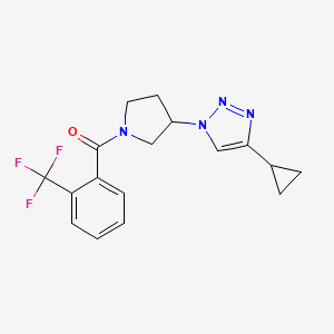 molecular formula C17H17F3N4O B2359729 (3-(4-Cyclopropyl-1H-1,2,3-Triazol-1-yl)pyrrolidin-1-yl)(2-(Trifluormethyl)phenyl)methanon CAS No. 2034457-36-6