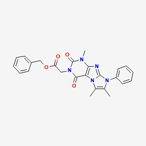 molecular formula C25H23N5O4 B2359730 benzyl 2-(1,6,7-trimethyl-2,4-dioxo-8-phenyl-1H-imidazo[2,1-f]purin-3(2H,4H,8H)-yl)acetate CAS No. 877644-50-3