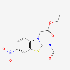 molecular formula C13H13N3O5S B2359737 Ethyl 2-(2-acetylimino-6-nitro-1,3-benzothiazol-3-yl)acetate CAS No. 865247-20-7