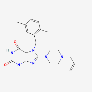 molecular formula C23H30N6O2 B2359738 7-[(2,5-Dimethylphenyl)methyl]-3-methyl-8-[4-(2-methylprop-2-enyl)piperazin-1-yl]purine-2,6-dione CAS No. 878431-21-1