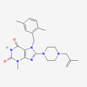 molecular formula C23H30N6O2 B2359738 7-[(2,5-二甲苯基)甲基]-3-甲基-8-[4-(2-甲基丙-2-烯基)哌嗪-1-基]嘌呤-2,6-二酮 CAS No. 878431-21-1