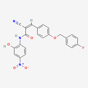 molecular formula C23H16FN3O5 B2359751 (Z)-2-Cyano-3-[4-[(4-fluorophenyl)methoxy]phenyl]-N-(2-hydroxy-4-nitrophenyl)prop-2-enamide CAS No. 444600-88-8
