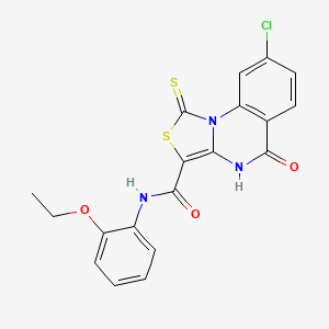 molecular formula C19H14ClN3O3S2 B2359752 8-chloro-N-(2-ethoxyphenyl)-5-oxo-1-thioxo-4,5-dihydro-1H-thiazolo[3,4-a]quinazoline-3-carboxamide CAS No. 1110970-33-6