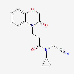 molecular formula C16H17N3O3 B2359757 N-(cyanomethyl)-N-cyclopropyl-3-(3-oxo-3,4-dihydro-2H-1,4-benzoxazin-4-yl)propanamide CAS No. 1252184-77-2