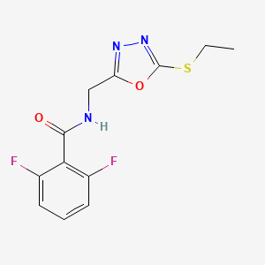 molecular formula C12H11F2N3O2S B2359764 N-[(5-ethylsulfanyl-1,3,4-oxadiazol-2-yl)methyl]-2,6-difluorobenzamide CAS No. 921085-69-0