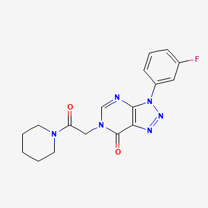 molecular formula C17H17FN6O2 B2359765 3-(3-Fluorophenyl)-6-(2-oxo-2-piperidin-1-ylethyl)triazolo[4,5-d]pyrimidin-7-one CAS No. 872590-47-1