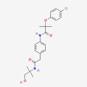 2-(4-chlorophenoxy)-N-(4-(2-((1-hydroxy-2-methylpropan-2-yl)amino)-2-oxoethyl)phenyl)-2-methylpropanamide