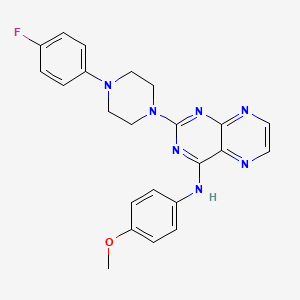 molecular formula C23H22FN7O B2359787 2-[4-(4-氟苯基)哌嗪-1-基]-N-(4-甲氧基苯基)蝶啶-4-胺 CAS No. 946289-57-2