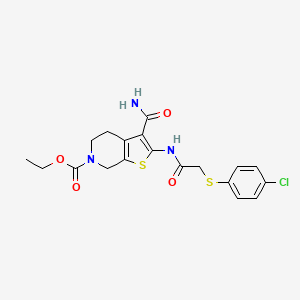 ethyl 3-carbamoyl-2-(2-((4-chlorophenyl)thio)acetamido)-4,5-dihydrothieno[2,3-c]pyridine-6(7H)-carboxylate