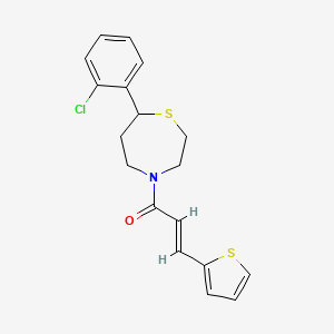 molecular formula C18H18ClNOS2 B2359803 (E)-1-(7-(2-氯苯基)-1,4-噻氮杂环-4-基)-3-(噻吩-2-基)丙-2-烯-1-酮 CAS No. 1798394-83-8