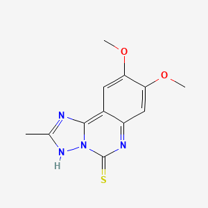 molecular formula C12H12N4O2S B2359810 8,9-dimethoxy-2-methyl-3H-[1,2,4]triazolo[1,5-c]quinazoline-5-thione CAS No. 860610-66-8