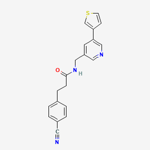 molecular formula C20H17N3OS B2359825 3-(4-cyanophenyl)-N-((5-(thiophen-3-yl)pyridin-3-yl)methyl)propanamide CAS No. 1798520-70-3