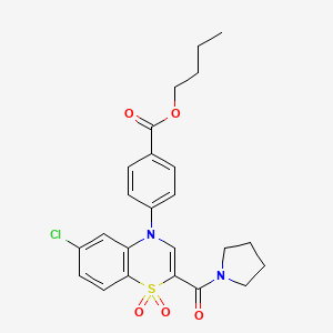 molecular formula C24H25ClN2O5S B2359826 butyl 4-[6-chloro-1,1-dioxido-2-(pyrrolidin-1-ylcarbonyl)-4H-1,4-benzothiazin-4-yl]benzoate CAS No. 1251593-22-2
