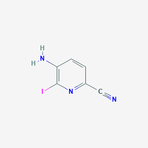 molecular formula C6H4IN3 B2359828 5-氨基-6-碘-吡啶-2-甲腈 CAS No. 1150542-25-8