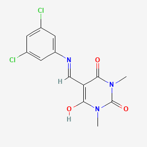 molecular formula C13H11Cl2N3O3 B2359831 5-(((3,5-dichlorophenyl)amino)methylene)-1,3-dimethylpyrimidine-2,4,6(1H,3H,5H)-trione CAS No. 685894-33-1