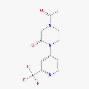 molecular formula C12H12F3N3O2 B2359835 4-Acetyl-1-[2-(trifluoromethyl)pyridin-4-yl]piperazin-2-one CAS No. 2380143-35-9