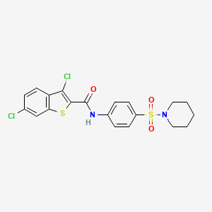 molecular formula C20H18Cl2N2O3S2 B2359837 3,6-dichloro-N-(4-(piperidin-1-ylsulfonyl)phenyl)benzo[b]thiophene-2-carboxamide CAS No. 325721-36-6