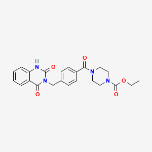 molecular formula C23H24N4O5 B2359848 ethyl 4-(4-((2,4-dioxo-1,2-dihydroquinazolin-3(4H)-yl)methyl)benzoyl)piperazine-1-carboxylate CAS No. 896374-38-2