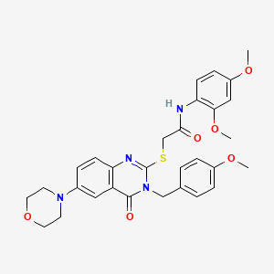 molecular formula C30H32N4O6S B2359850 N-(2,4-dimethoxyphenyl)-2-((3-(4-methoxybenzyl)-6-morpholino-4-oxo-3,4-dihydroquinazolin-2-yl)thio)acetamide CAS No. 689771-59-3
