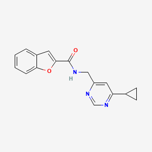 molecular formula C17H15N3O2 B2359853 N-((6-cyclopropylpyrimidin-4-yl)methyl)benzofuran-2-carboxamide CAS No. 2194849-61-9