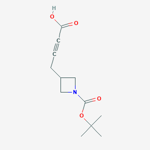 molecular formula C12H17NO4 B2359858 4-[1-[(2-甲基丙烷-2-基)氧羰基]氮杂环丁-3-基]丁-2-炔酸 CAS No. 2416243-66-6