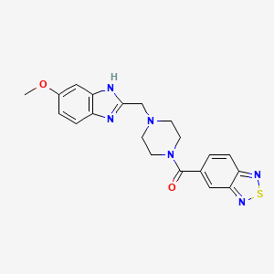 molecular formula C20H20N6O2S B2359859 苯并[c][1,2,5]噻二唑-5-基(4-((5-甲氧基-1H-苯并[d]咪唑-2-基)甲基)哌嗪-1-基)甲苯酮 CAS No. 1172456-73-3