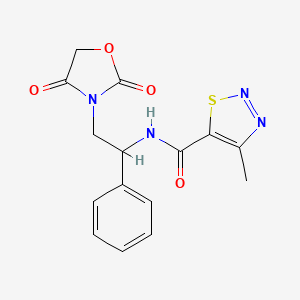 N-(2-(2,4-dioxooxazolidin-3-yl)-1-phenylethyl)-4-methyl-1,2,3-thiadiazole-5-carboxamide