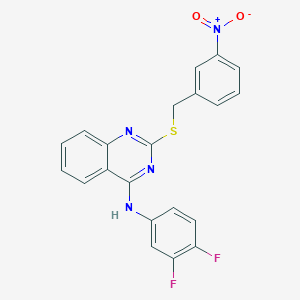 molecular formula C21H14F2N4O2S B2359869 N-(3,4-difluorophenyl)-2-[(3-nitrophenyl)methylsulfanyl]quinazolin-4-amine CAS No. 688356-06-1